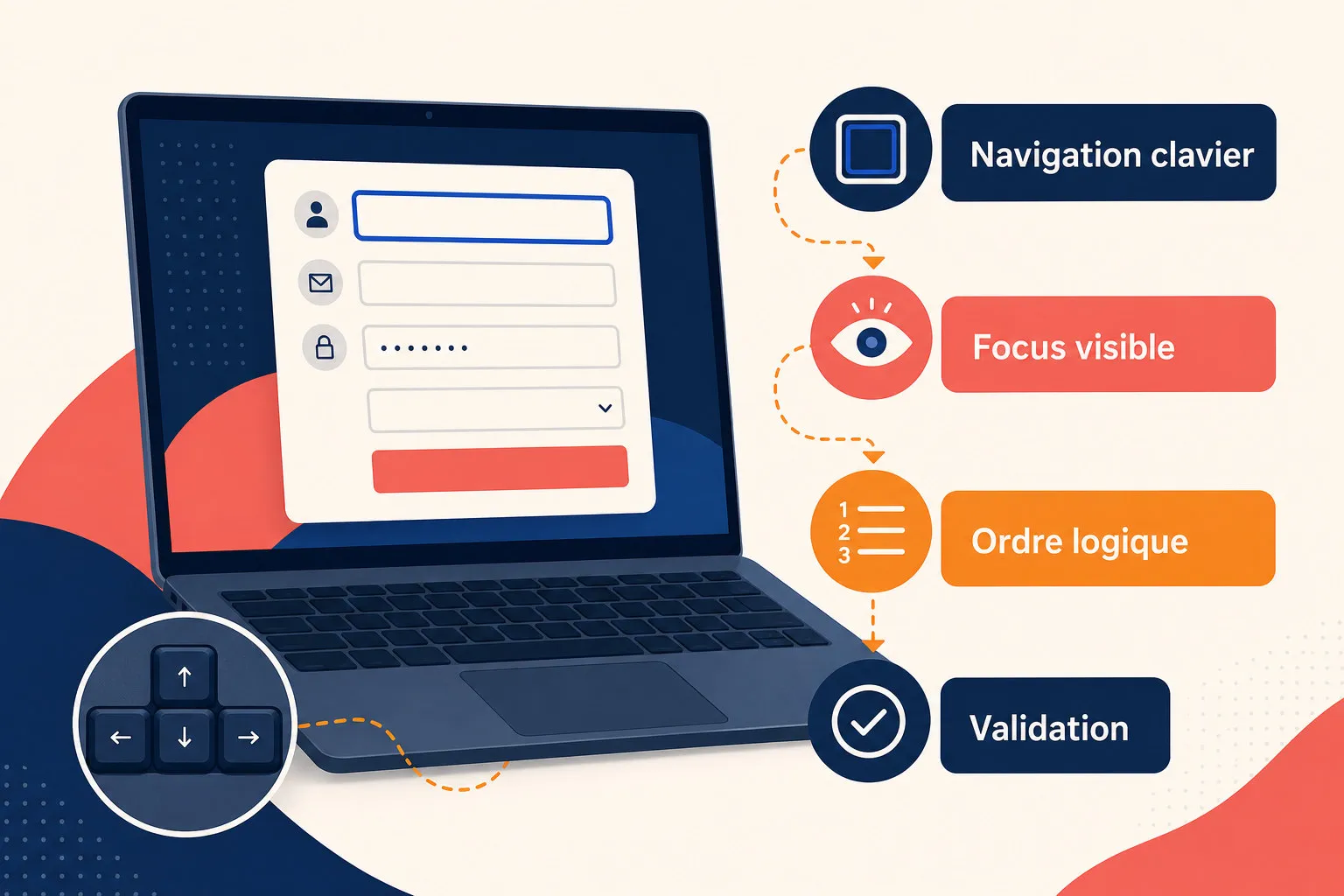 Une testeuse vérifie au clavier le fonctionnement d'un formulaire web