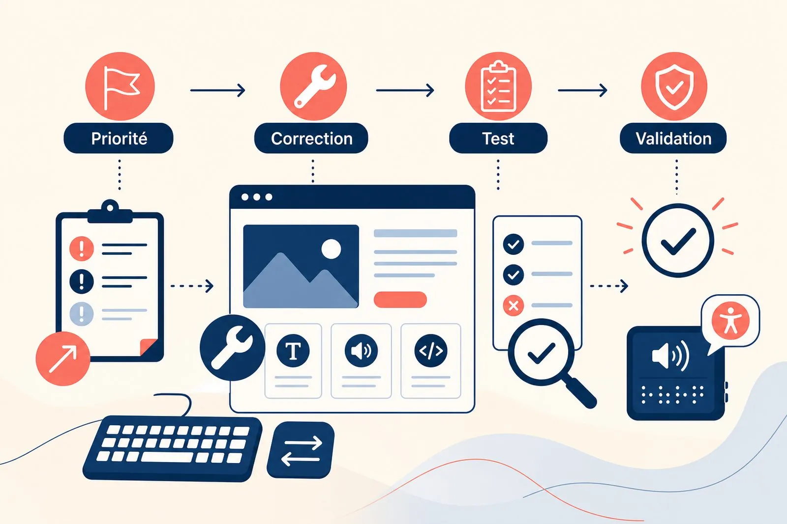 Une équipe web compare une interface peu lisible avec une version plus accessible
